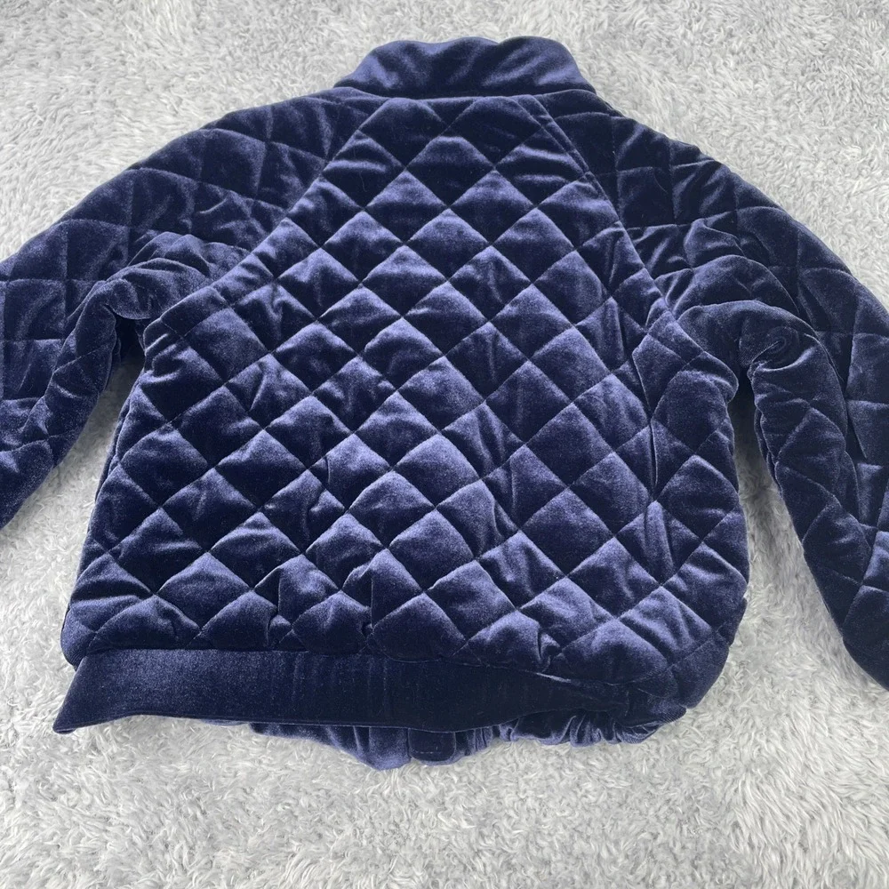 Baby Gap Baby Girl Velvet Quilted‎ Flight Jacket 3 Years Navy Blue Toddler